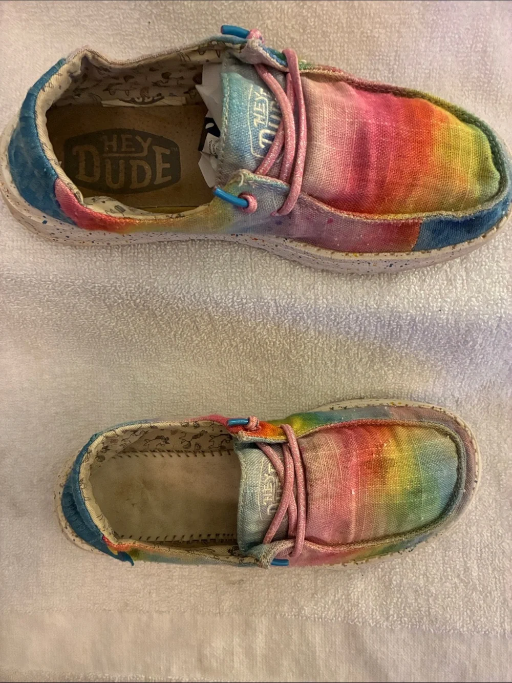 Hey Dudes Youth Rainbow Tie-Dye Slip-On Shoes - Pink, Blue & Green